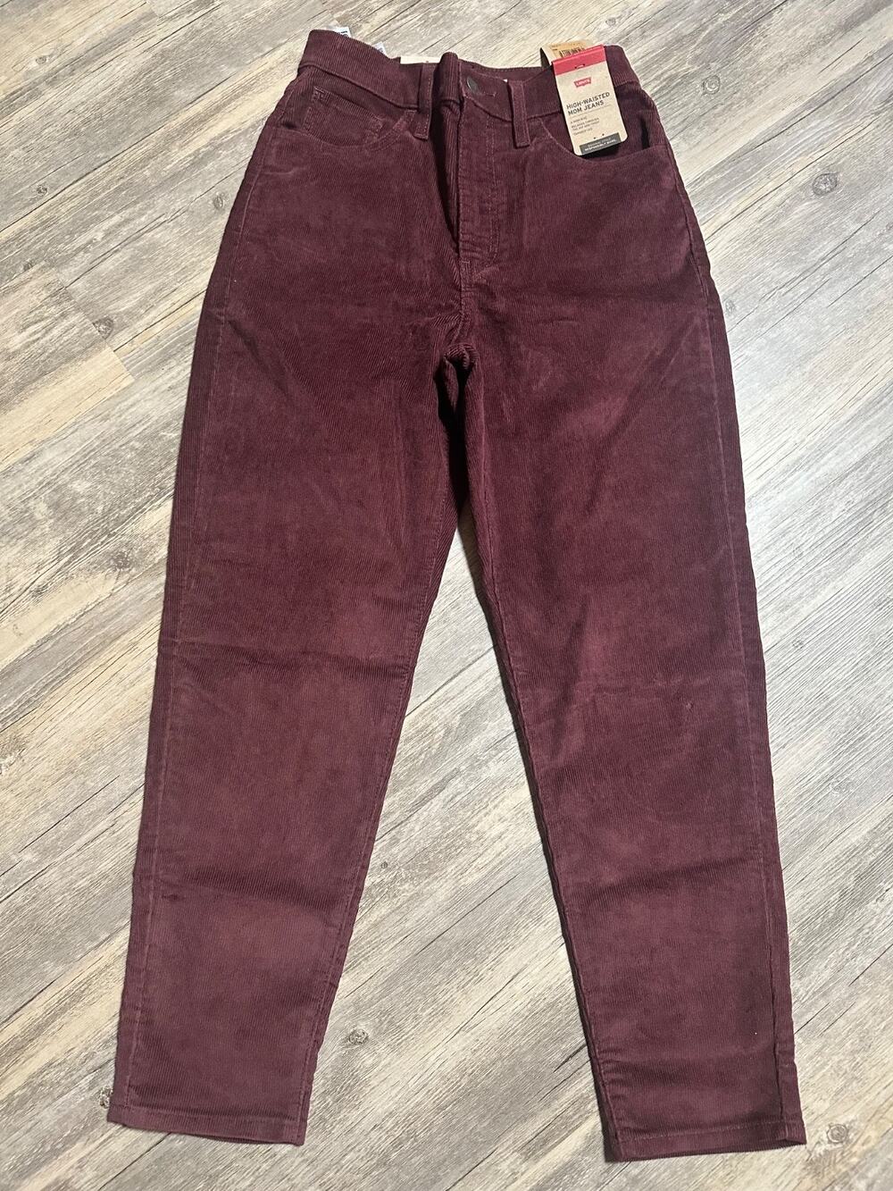 Levi's Maroon Corduroy High Waist Mom Jeans Women's 27x27 NWT